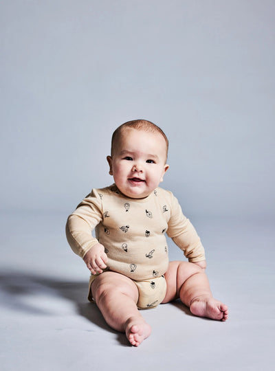 LFOH Riley Bodysuit - Wheat Marle Fruit N Veg