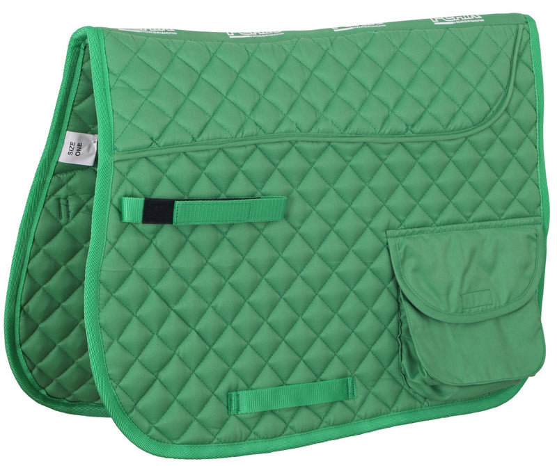 Diamond Quilt Square Saddle Cloth with Pockets - Lime Green