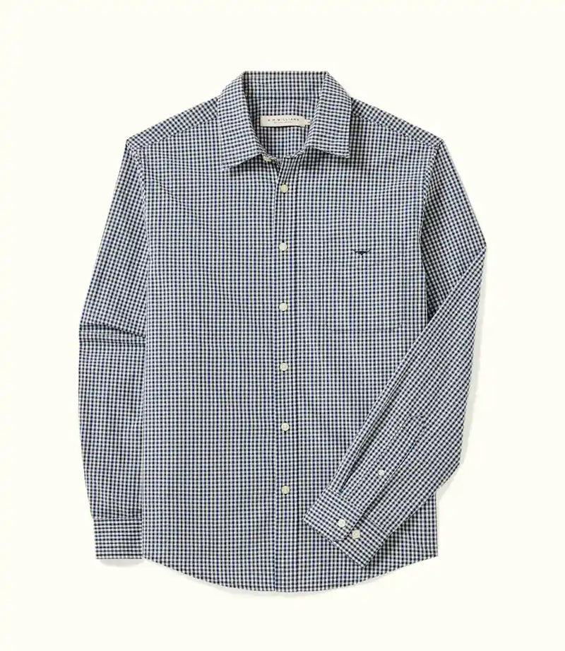 RMW Classic/Collins Poplin Check Shirt - Navy Charcoal