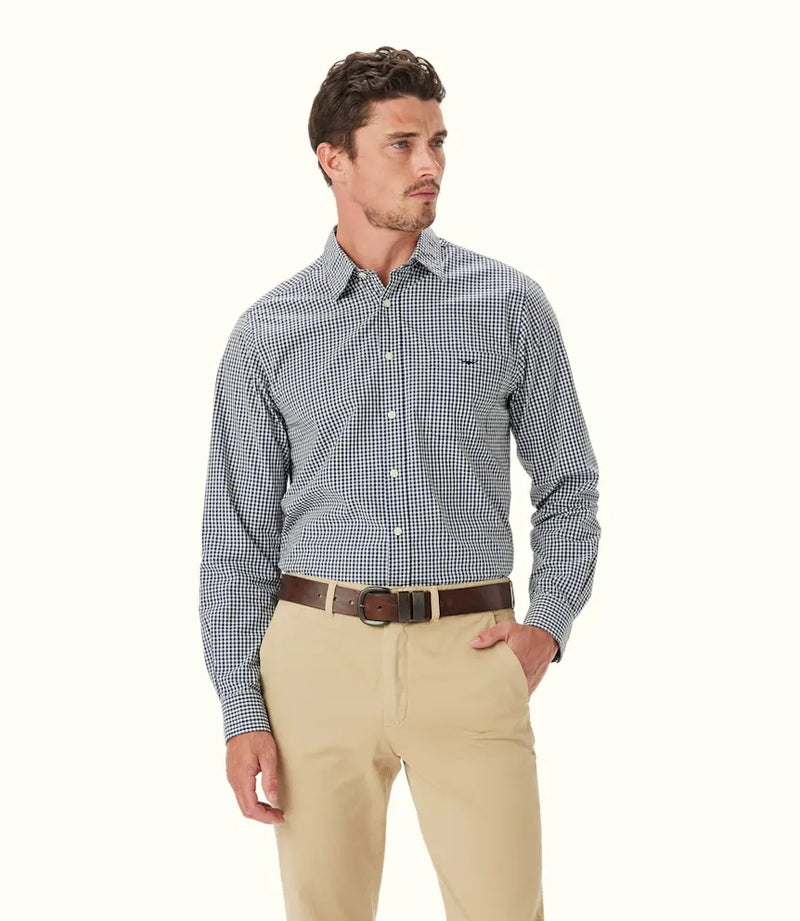 RMW Classic/Collins Poplin Check Shirt - Navy Charcoal