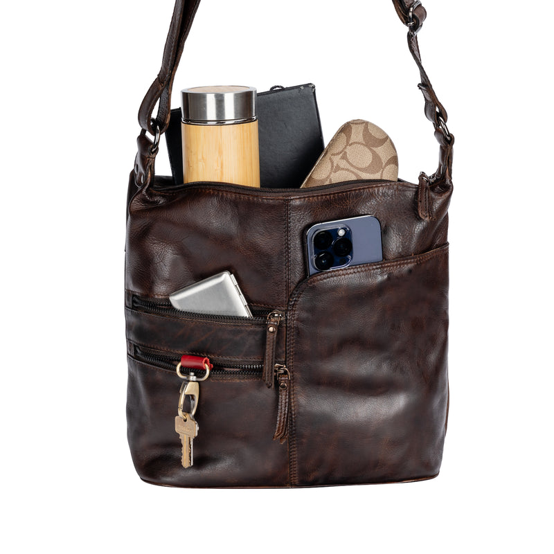 Greenwood Bianca Leather Shoulder Bag - Brown