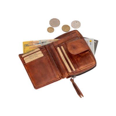 Greenwood Leather Womens Wallet - Cognac