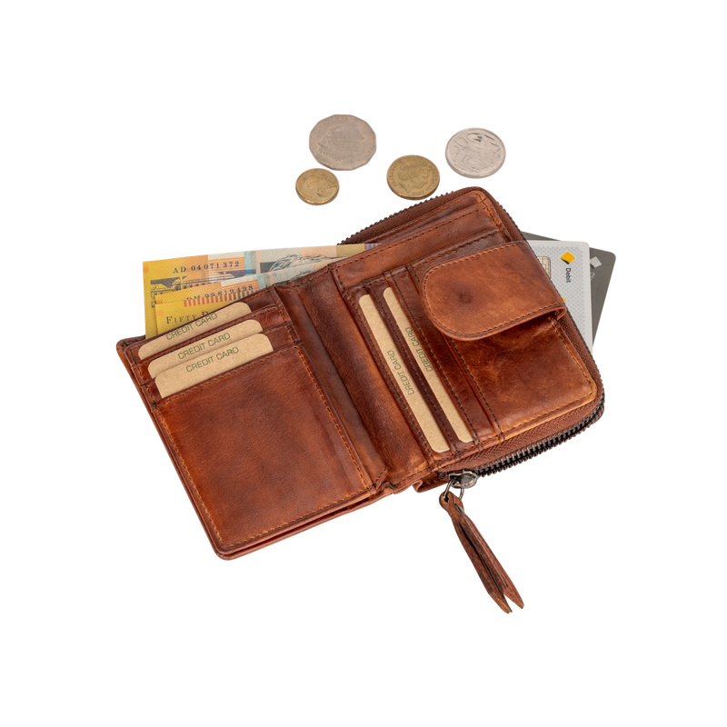 Greenwood Leather Womens Wallet - Cognac