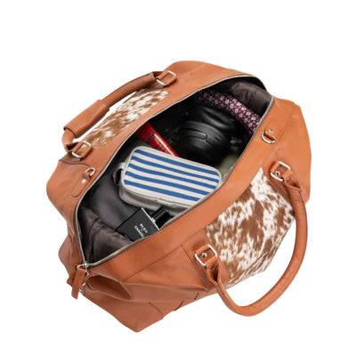Greenwood Outback Hair-On Duffle - Tan Leather and Cowhide Travel Bag