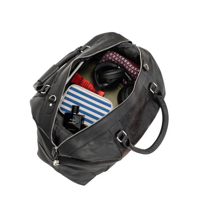 Greenwood Sable Hair-On Duffle - Black Leather and Cowhide Weekender