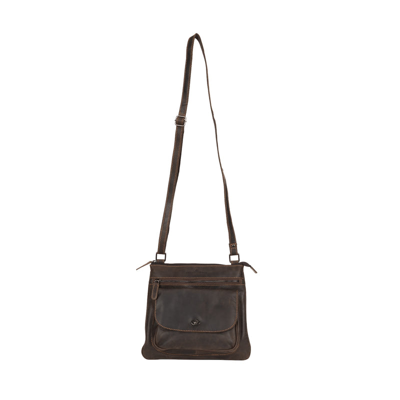 Greenwood Rotorua Leather Shoulder Bag - Brown