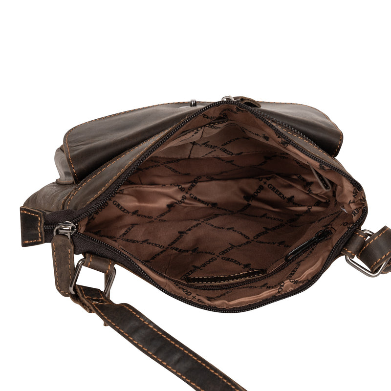 Greenwood Rotorua Leather Shoulder Bag - Brown