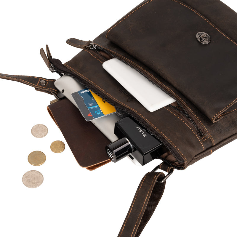 Greenwood Rotorua Leather Shoulder Bag - Brown