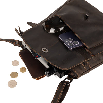 Greenwood Rotorua Leather Shoulder Bag - Brown