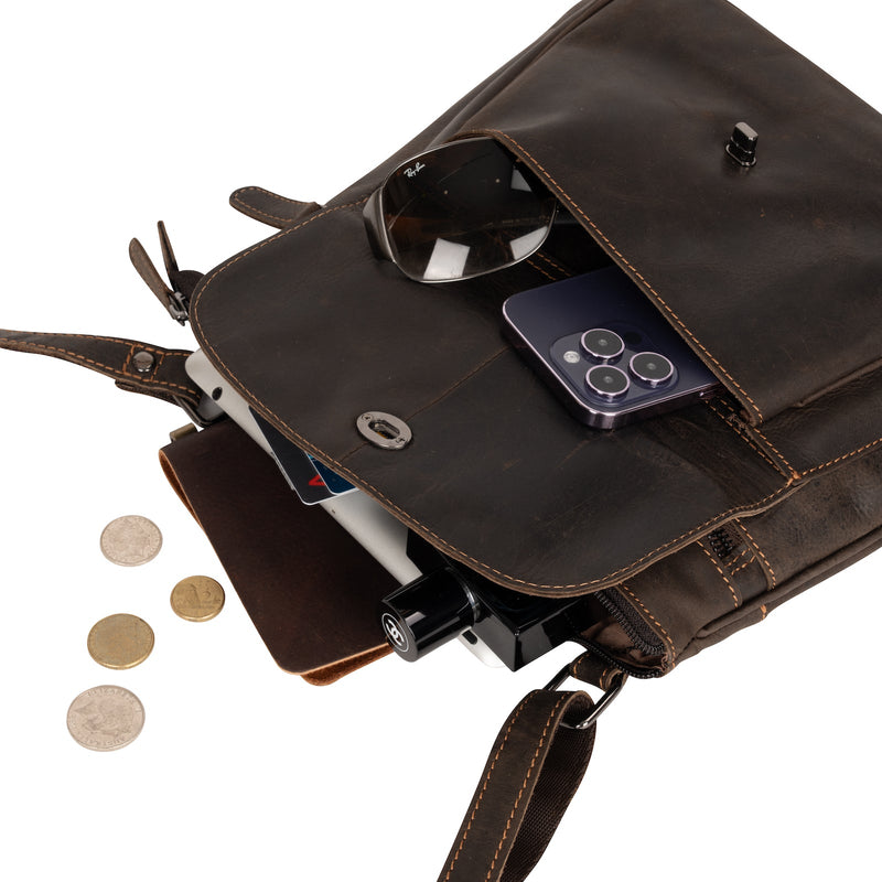 Greenwood Rotorua Leather Shoulder Bag - Brown