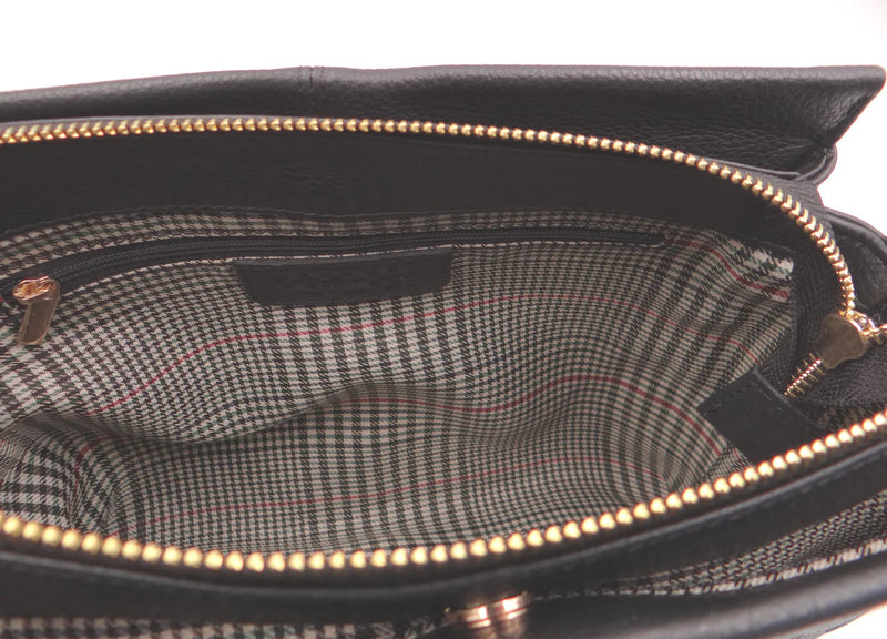 Second Nature Multi Pocket Leather Handbag - Black