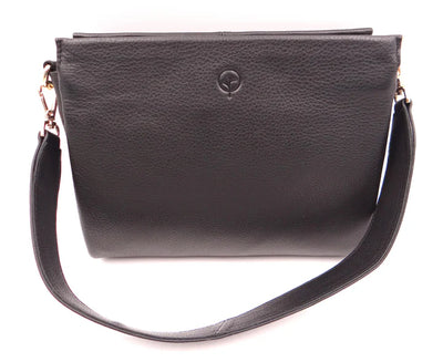 Second Nature Multi Pocket Leather Handbag - Black