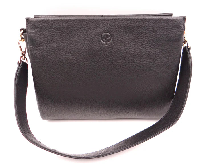 Second Nature Multi Pocket Leather Handbag - Black