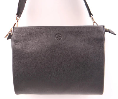 Second Nature Multi Pocket Leather Handbag - Black