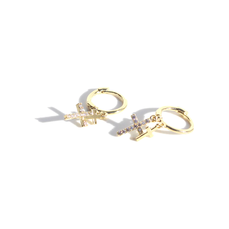 Earrings - Huggies Sleeper Petite - Cross