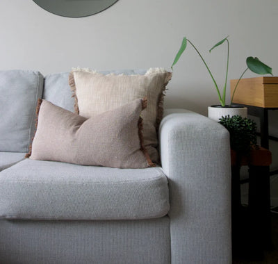 Breakfast Waffle Cushion with Fringe 30 x 60cm