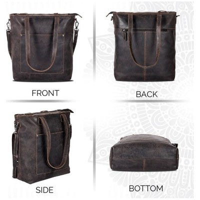 Greenwood Bunbury Classic Leather Tote - Brown