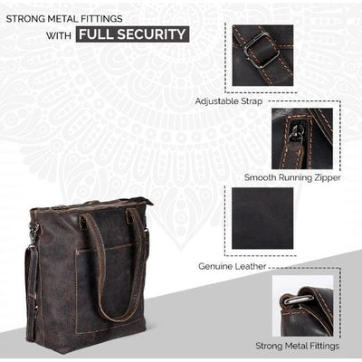 Greenwood Bunbury Classic Leather Tote - Brown