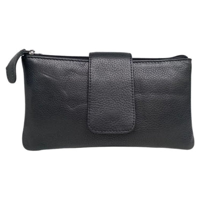Greenwood Leather Ladies Wallet/Shoulder Bag - Black