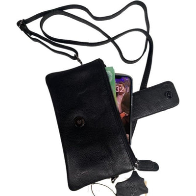 Greenwood Leather Ladies Wallet/Shoulder Bag - Black