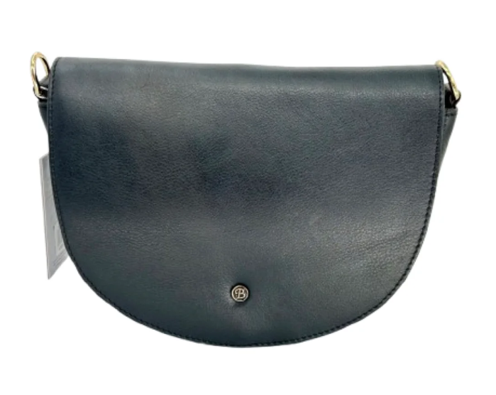 Baron Leather Half Moon Bag - Black