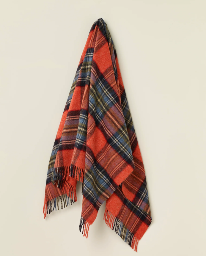 Pure New Zealand Wool Throw - Bramble Plaid Rust and Red