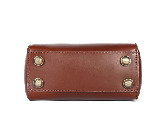 Leather Mini Tote/Sling Bag - Brown