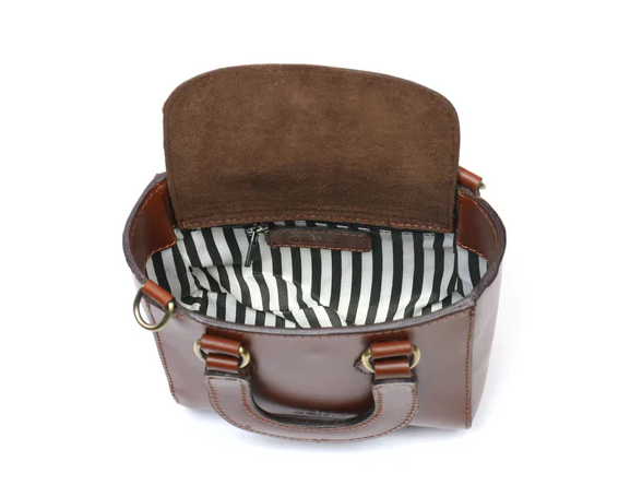 Leather Mini Tote/Sling Bag - Brown