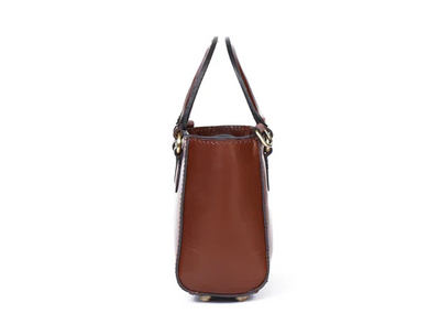 Leather Mini Tote/Sling Bag - Brown