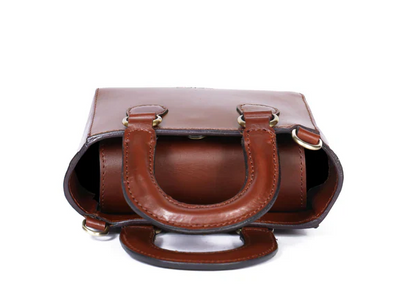Leather Mini Tote/Sling Bag - Brown