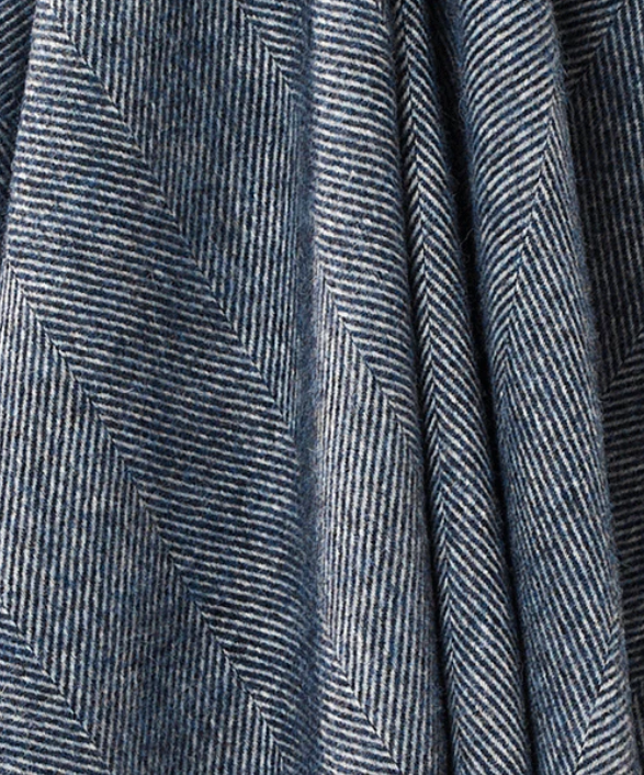 Pure New Zealand Wool Throw Herringbone Collection - Navy
