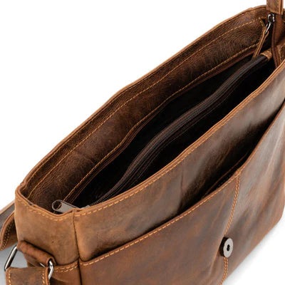 Greenwood Smart Leather Messenger Bag - Brown