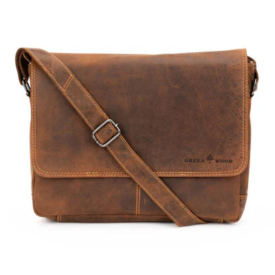 Greenwood Smart Leather Messenger Bag - Brown