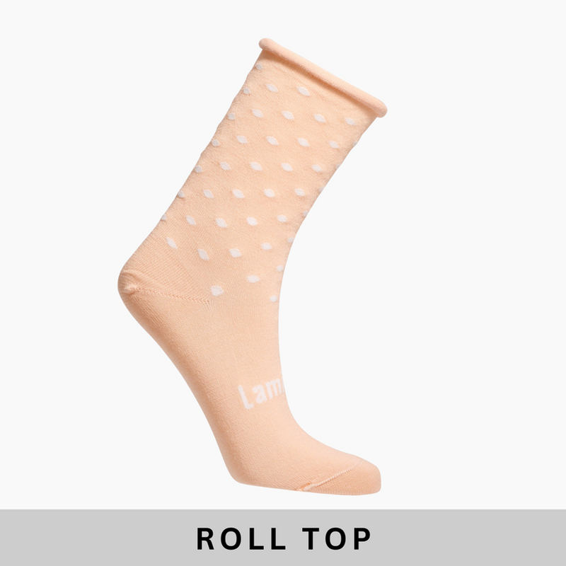 Lamington Merino Roll Top Crew Socks - Woman - Lychee