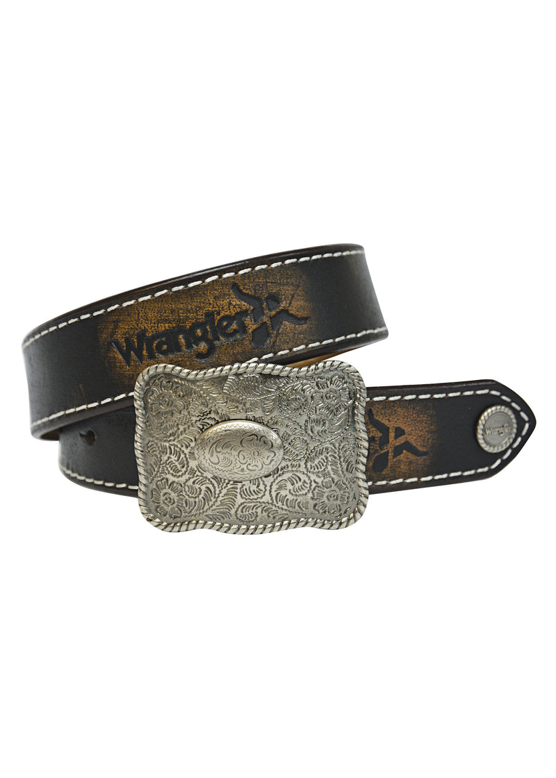 Pure Western Kids Abrasion Logo Belt - Brown