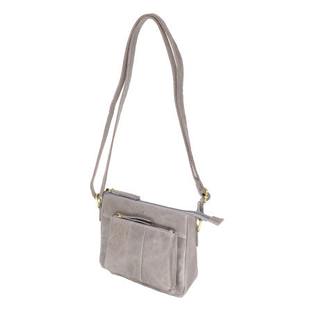 Baron Buffed Leather Small Cross Body Bag - Grey/Slate