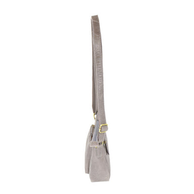 Baron Buffed Leather Small Cross Body Bag - Grey/Slate