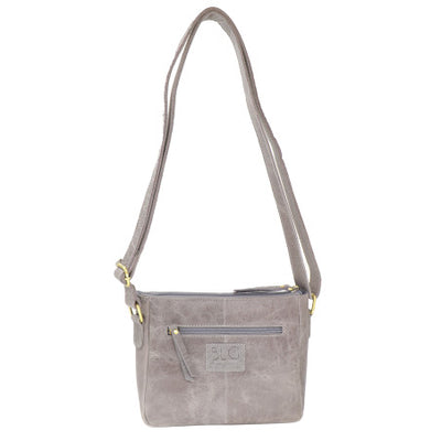 Baron Buffed Leather Small Cross Body Bag - Grey/Slate