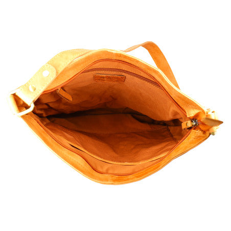 Baron Buffed Leather Zipped Handbag - Cognac