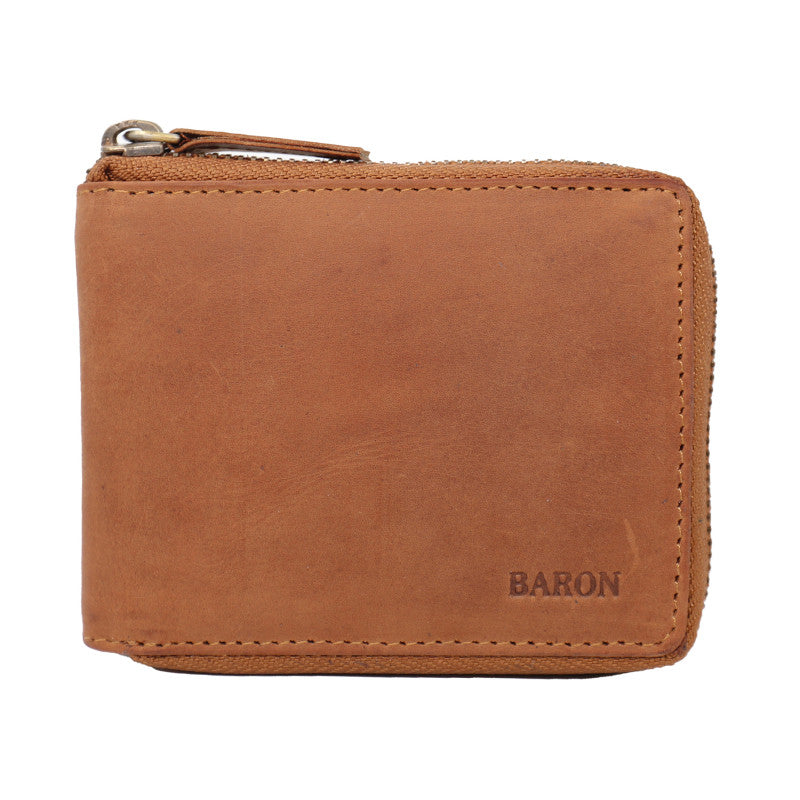 Baron Leather Zip Around Wallet - Tan