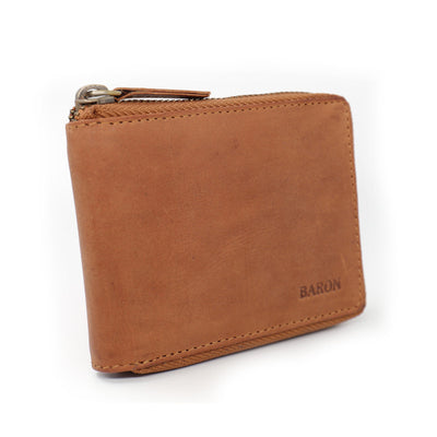 Baron Leather Zip Around Wallet - Tan