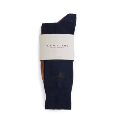 RMW Longhorn Wool Blend Sock - 3 Pack - Mocha Indigo