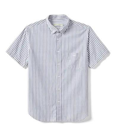 RMW Regular Short Sleeve Shirt - Blue White Stripe Poplin