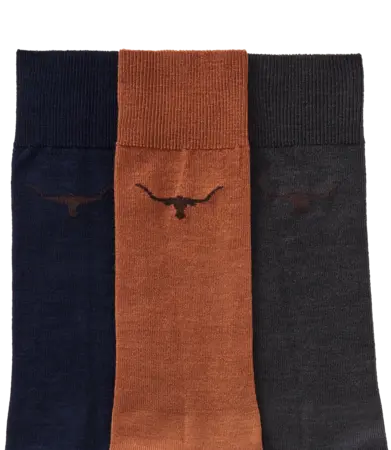 RMW Longhorn Wool Blend Sock - 3 Pack - Mocha Indigo