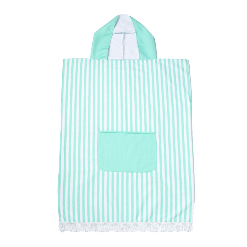 Hooded Towel Kids Mint Poncho M-L