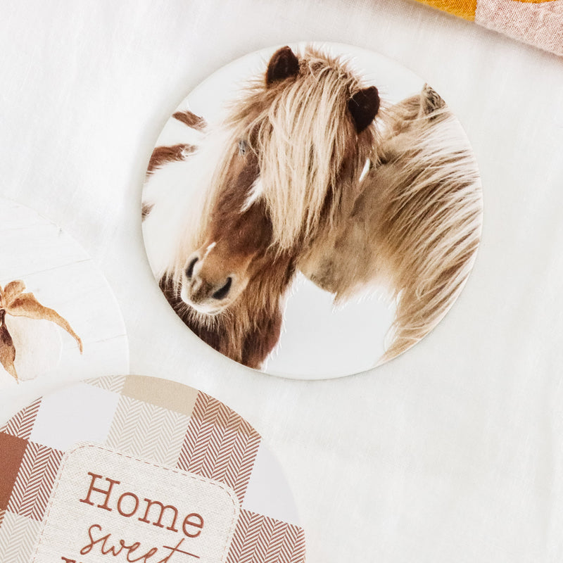 Home Sweet Home Horses Ceramic Coaster
