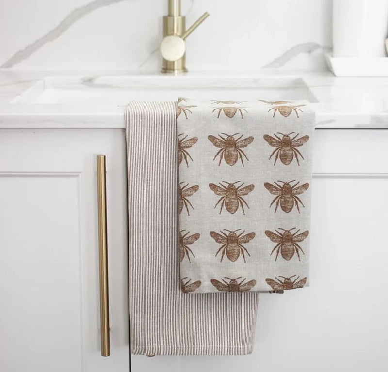 Honey Bee Tea Towel - set of 2 - Mustard