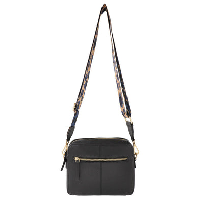 Baron Leather Crossbody Bag With Webbing Strap