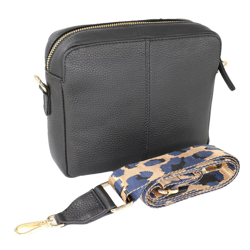 Baron Leather Crossbody Bag With Webbing Strap