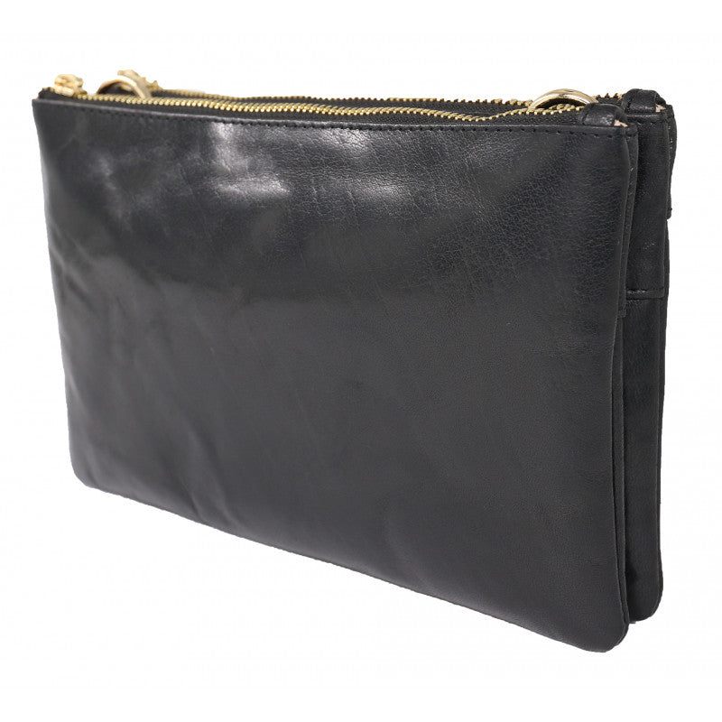 Baron Italian Leather Double Zip Bag